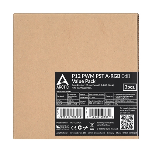 ARCTIC P12 PWM PST ARGB 블랙 VALUE 3팩